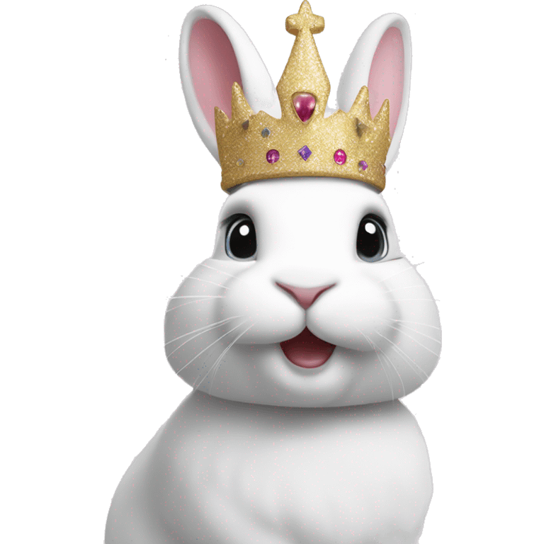 White rabbit with a glitter crown  emoji