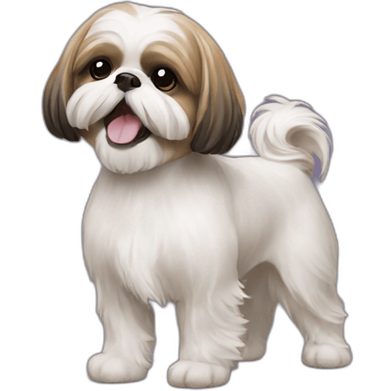 perro shih tzu; bailando emoji