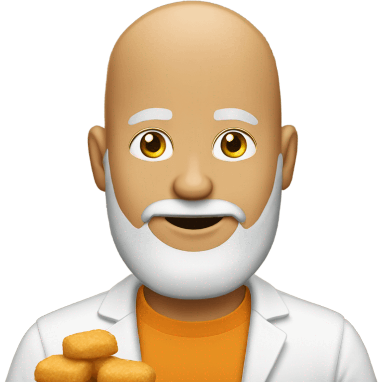 Bald man with beard eating chicken nuggets emoji