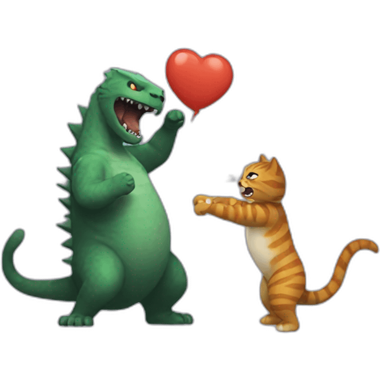 cat beating up godzilla emoji