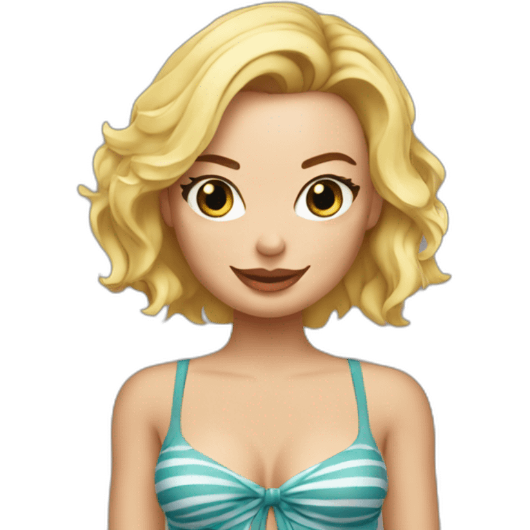 Margot Robbie posing in swimsuit emoji