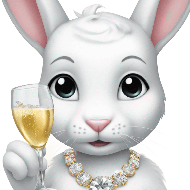 white female rabbit wearing diamonds drinking champagne  emoji