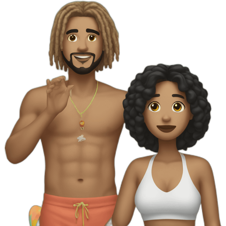 Joji, Summer Walker, and J. Cole at a beach emoji