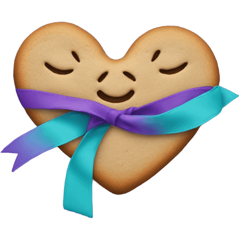 Purple teal Suicide awareness ribbon, heart cookie emoji