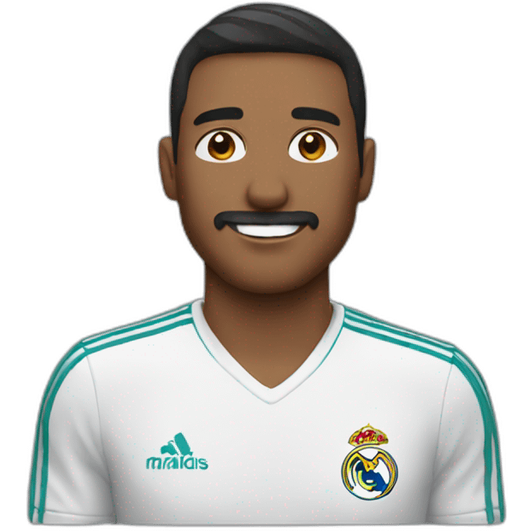 A man wearing a Real Madrid shirt emoji