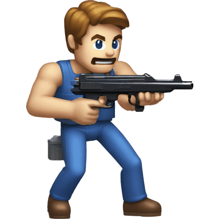 8-bit guy using the Nintendo zapper gun emoji