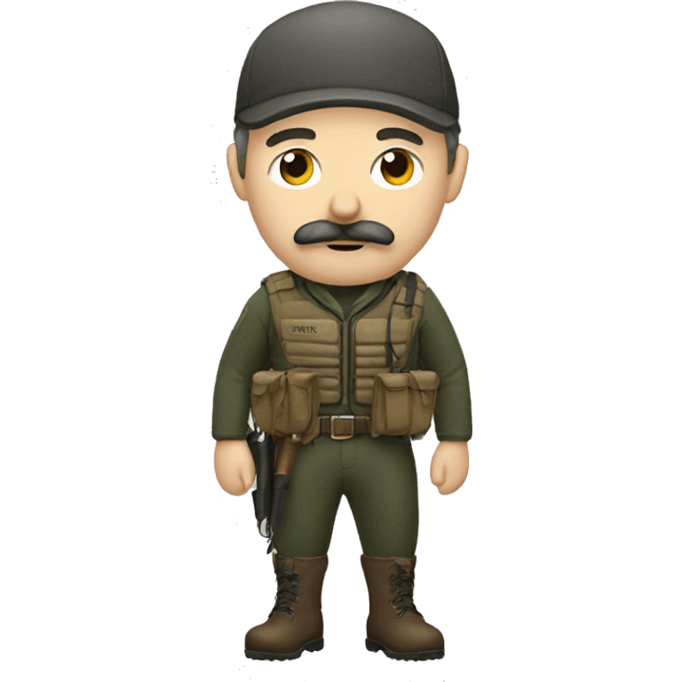 White guy with black mustache wearing hunting gear  emoji