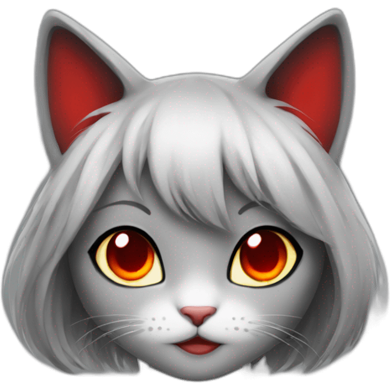 cat girl with red eyes love emoji