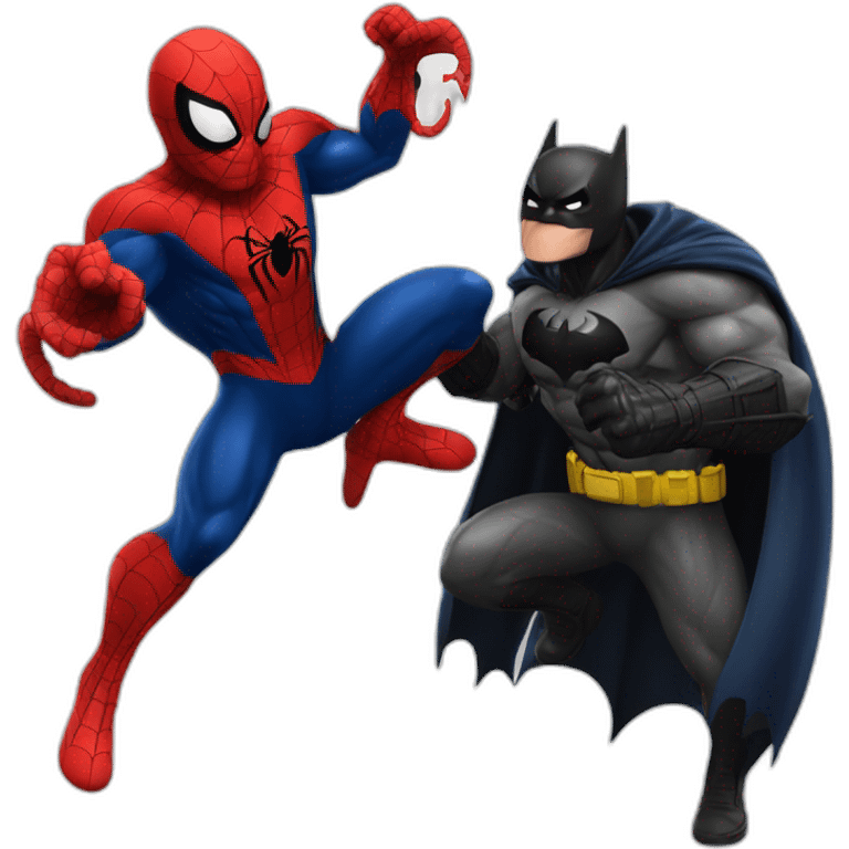 Spider-Man and Batman fighting bane and venom emoji