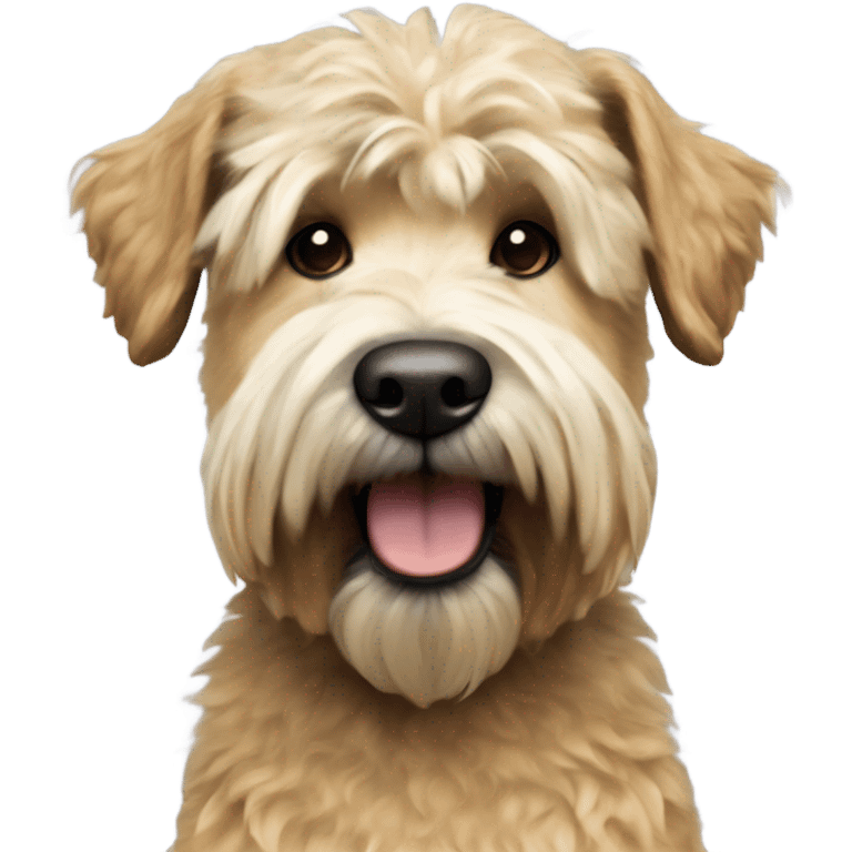 Hyper realistic soft coated Wheaton terrier with darker ears and short hair on it head emoji