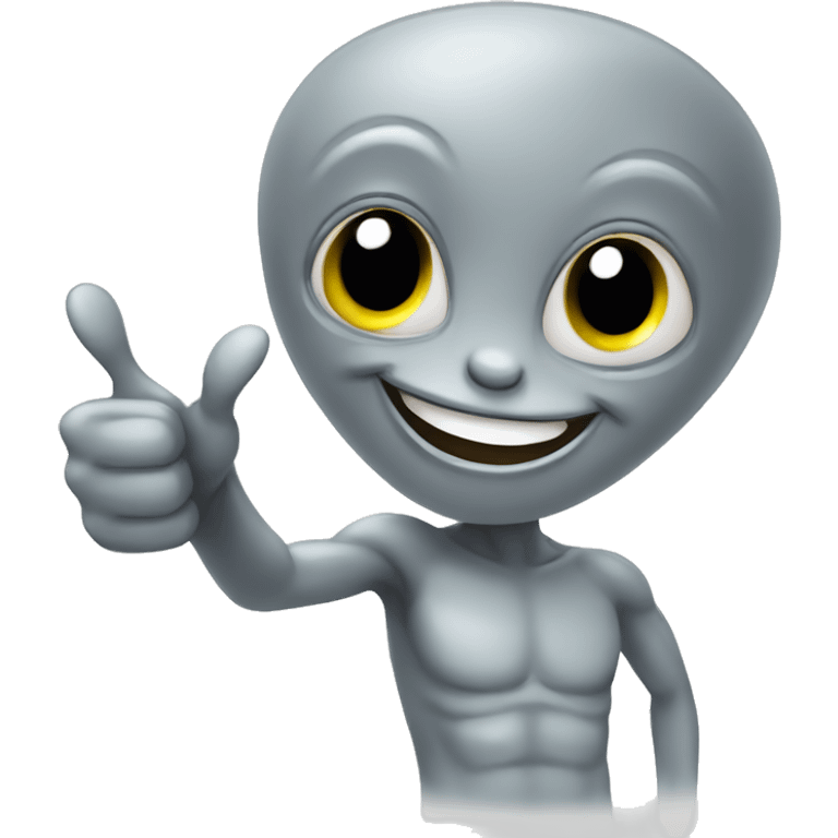  Happy gray alien giving a thumbs up emoji