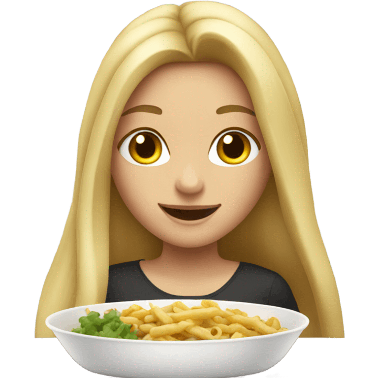  Blonde long hair girl eating big meal  emoji