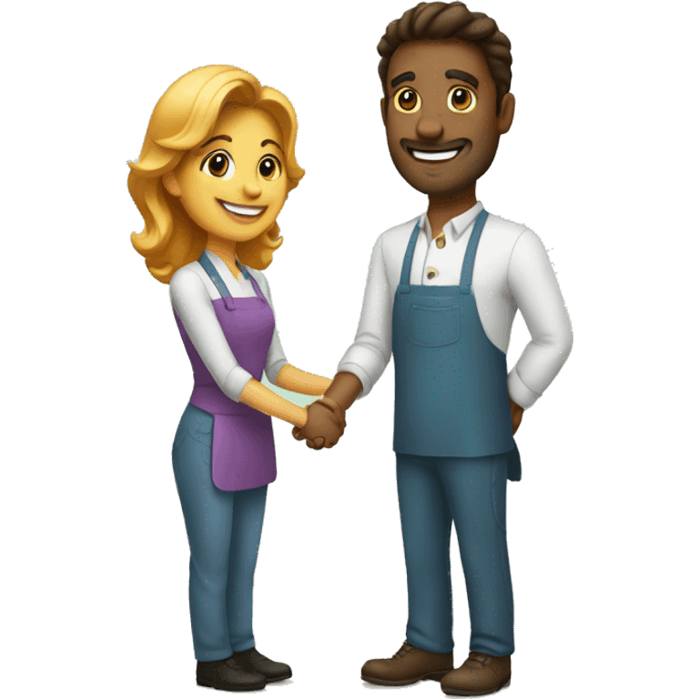 restaurant owner and blogger shake hands emoji