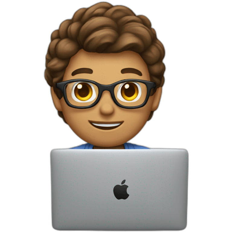 programmer codes on macbook brown hair emoji