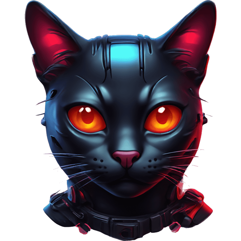 cool looking black midnight cat red neon cyberpunk ecstasy emoji