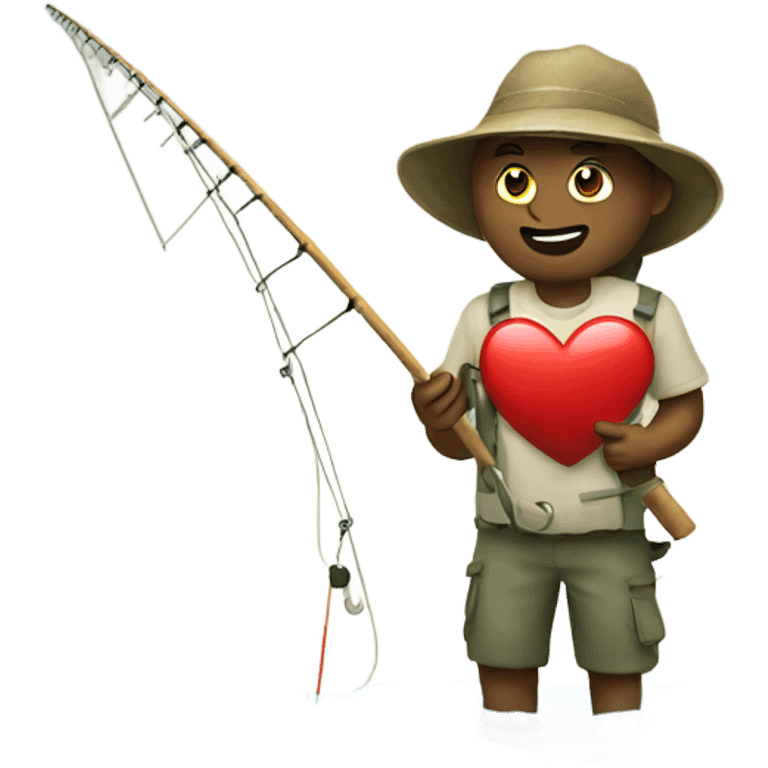 A heart going fishing emoji