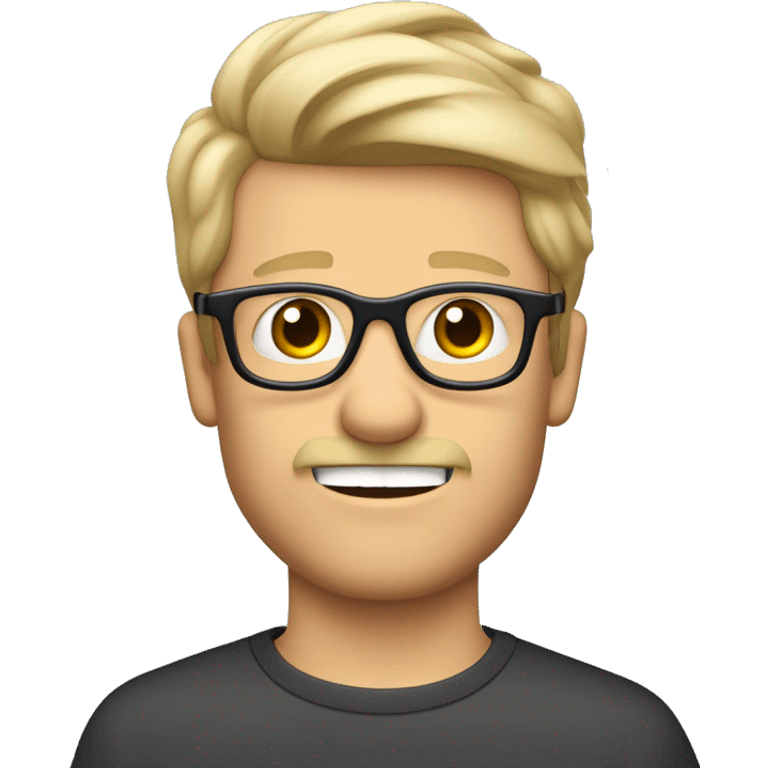 blonder mann mit schnauzer und brille und leberfleck über der lippe  mit prinz haaren also mittelscheitel  emoji