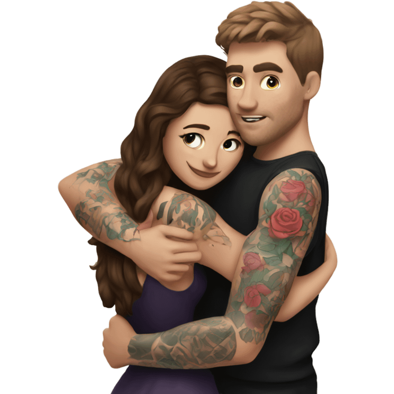 mr beast with tattoos hugging brunette girl emoji