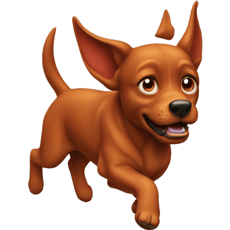 solid red dog with pointed ears running emoji