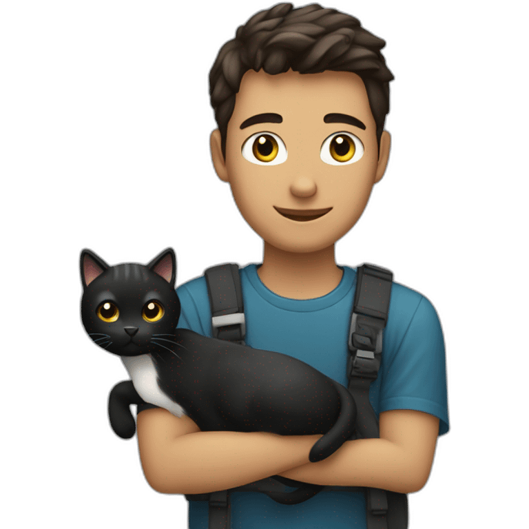 young man software engineer with black cat emoji