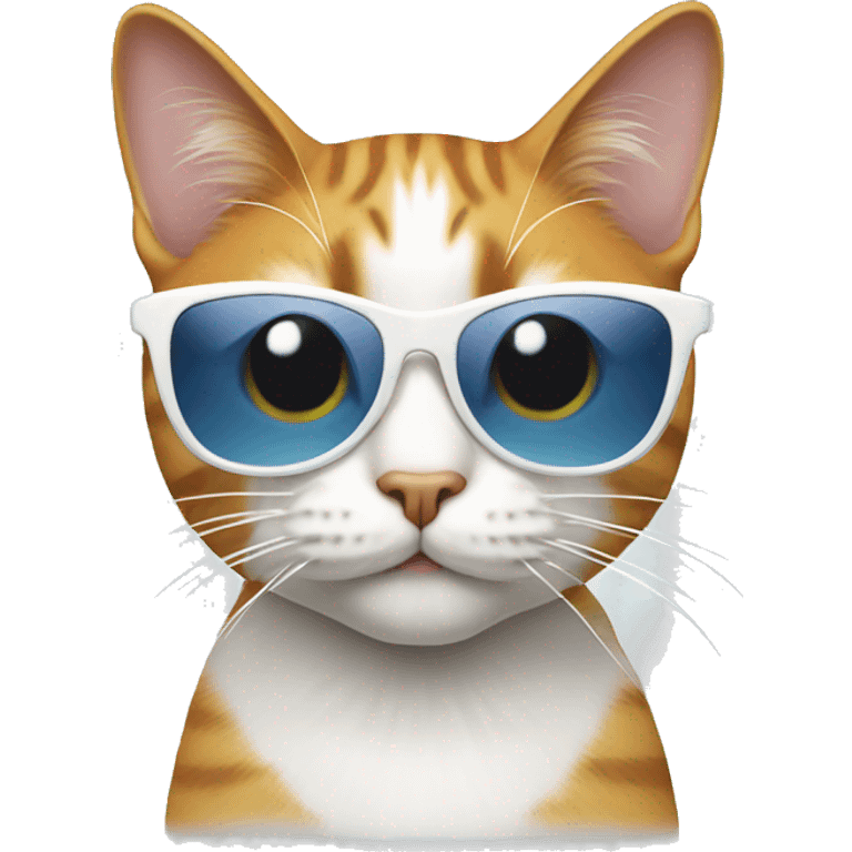 cat white with sunglasses  emoji