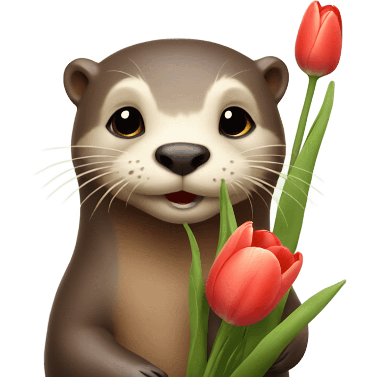 Otter with bouquet of tulips  emoji