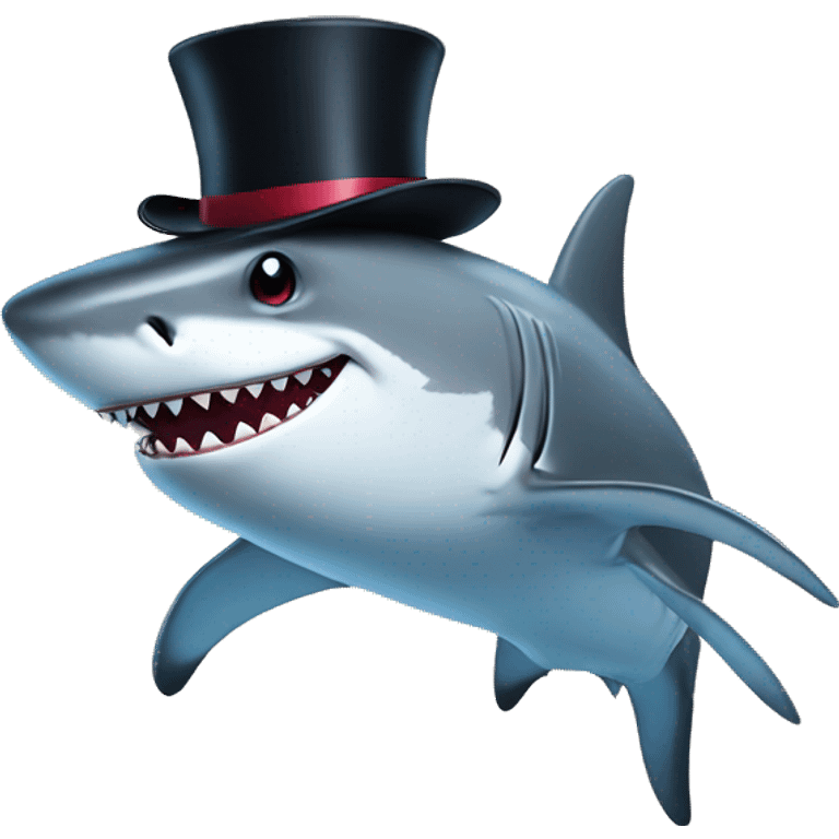 Shark with a top hat emoji