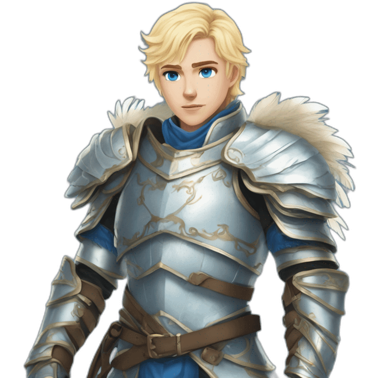 ice prince blue eyes short blonde hair feather armor emoji