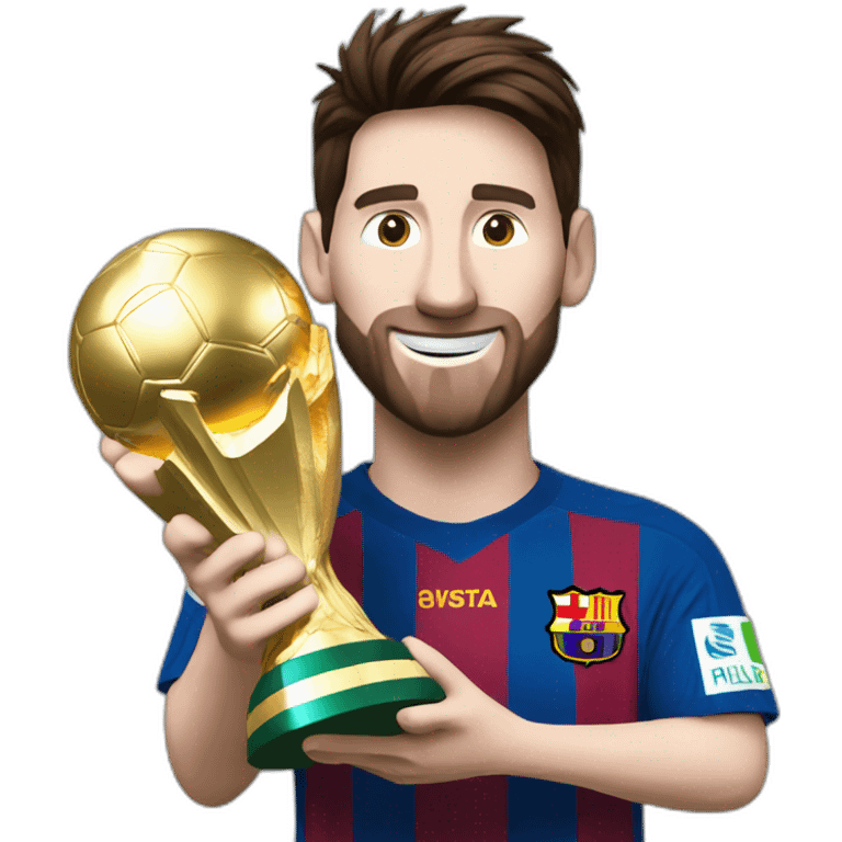 messi holding world cup trophy emoji