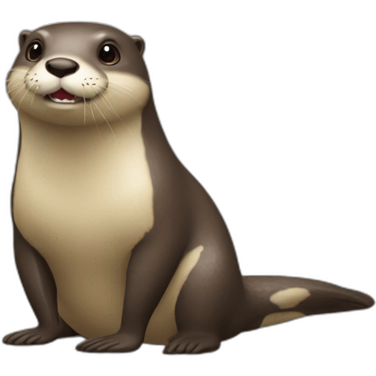 Un loutre qui mange un caca emoji