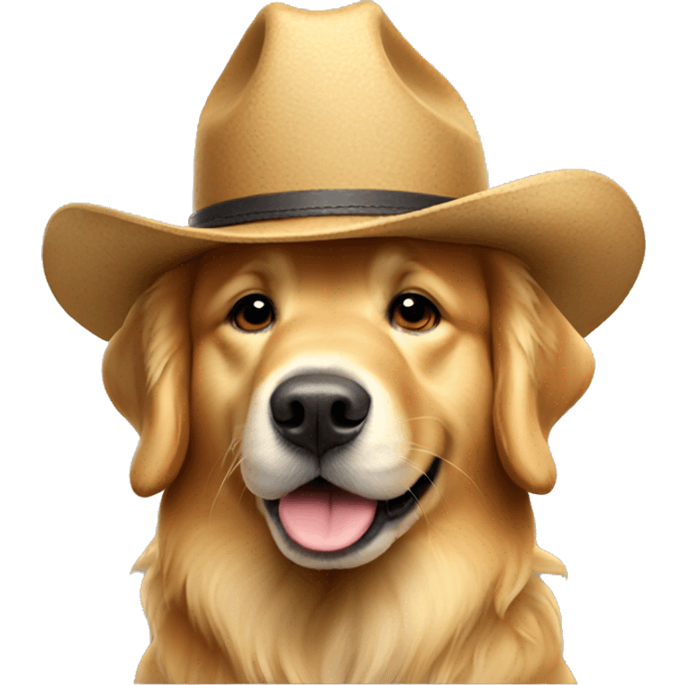 Golden retriever with a Texan hat  emoji