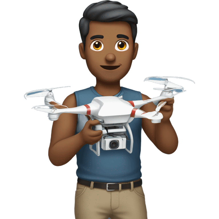 Guy holding a drone control panel in his hands without a drone emoji