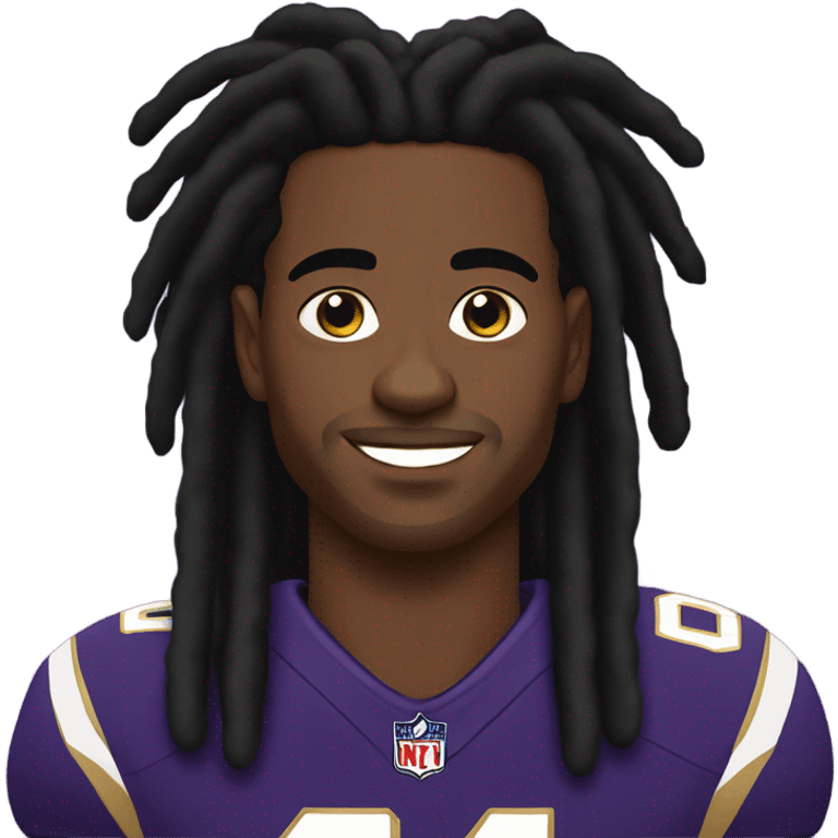 Create a black man with dreads and golds with a Lamar Jackson jersey emoji