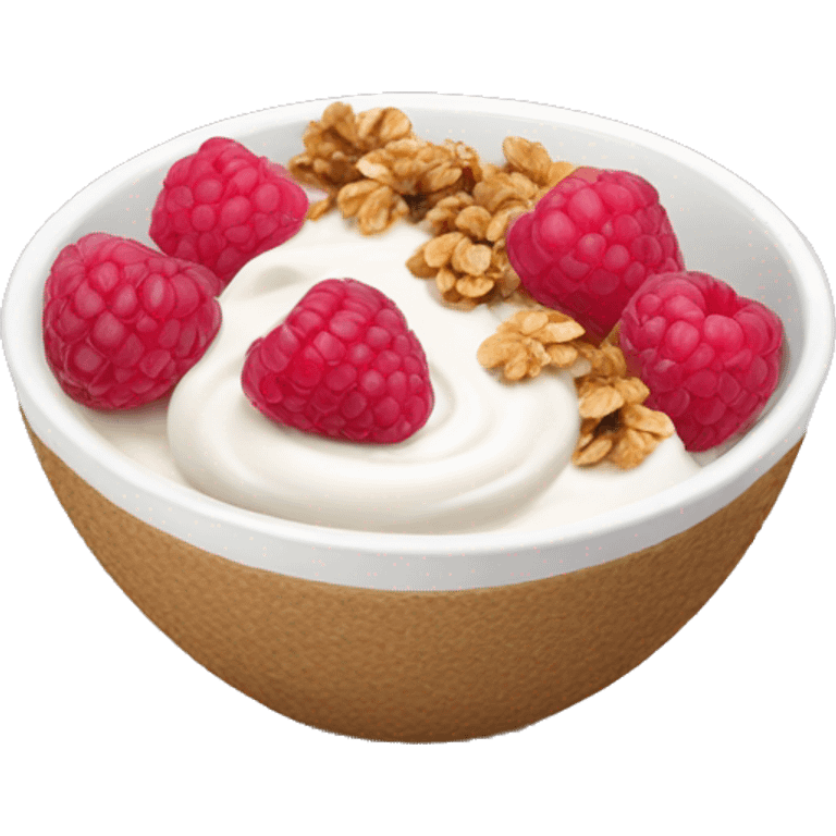 Yogurt bowl with raspberries and granola emoji