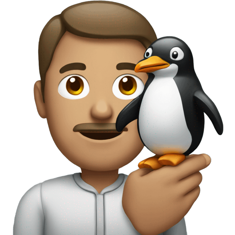 Man holding a penguin  emoji