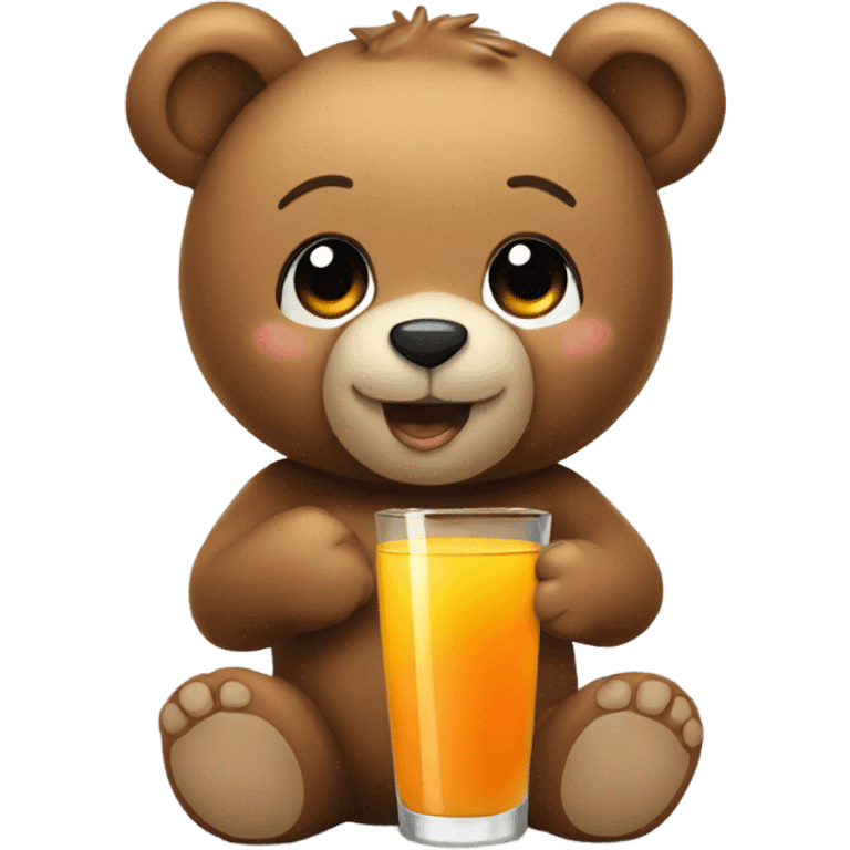 A Teddy bear holding a glass of juice  emoji