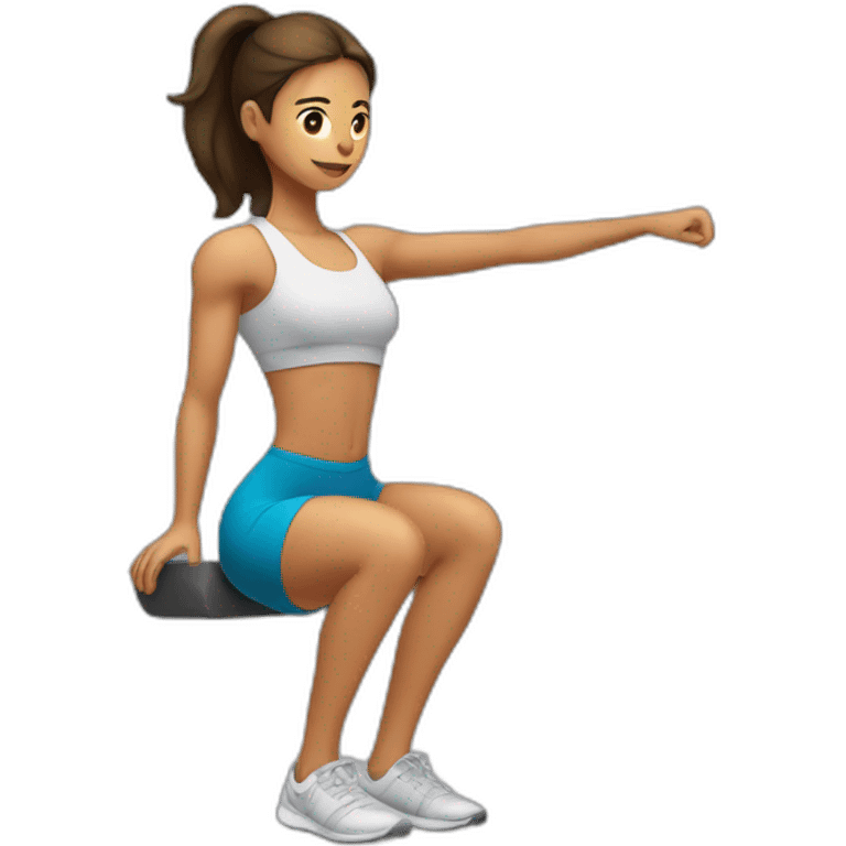  woman doing squats whith only leg emoji