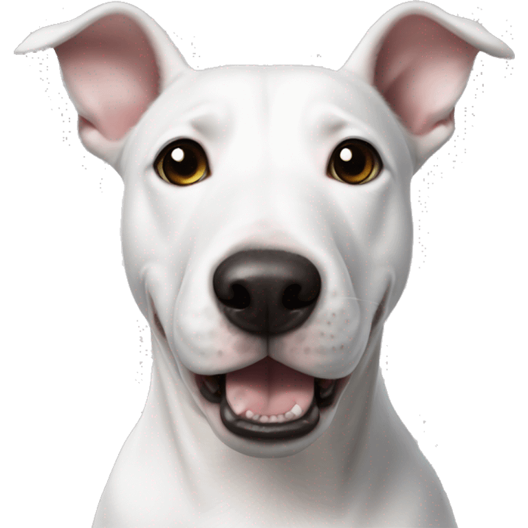 white bull terrier with black ears and a black spot on the eye emoji