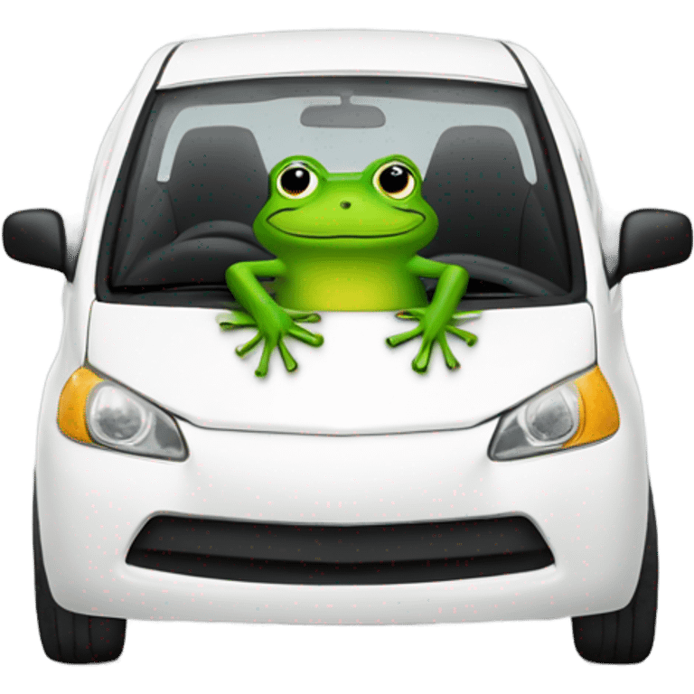 Frog in a white Prius  emoji