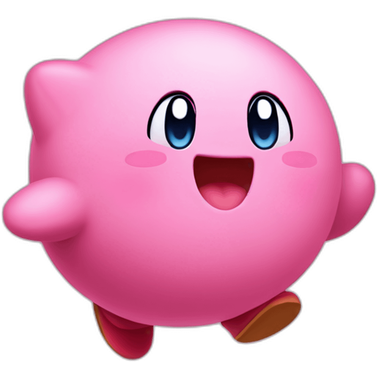 cute happy classic Kirby jumping emoji