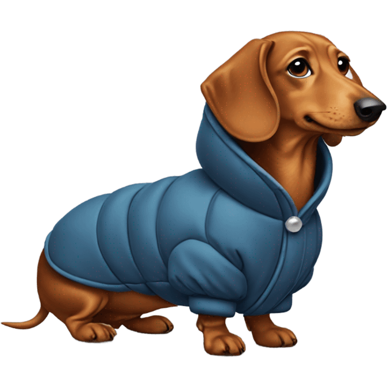 Dachshund in a puffy coat emoji