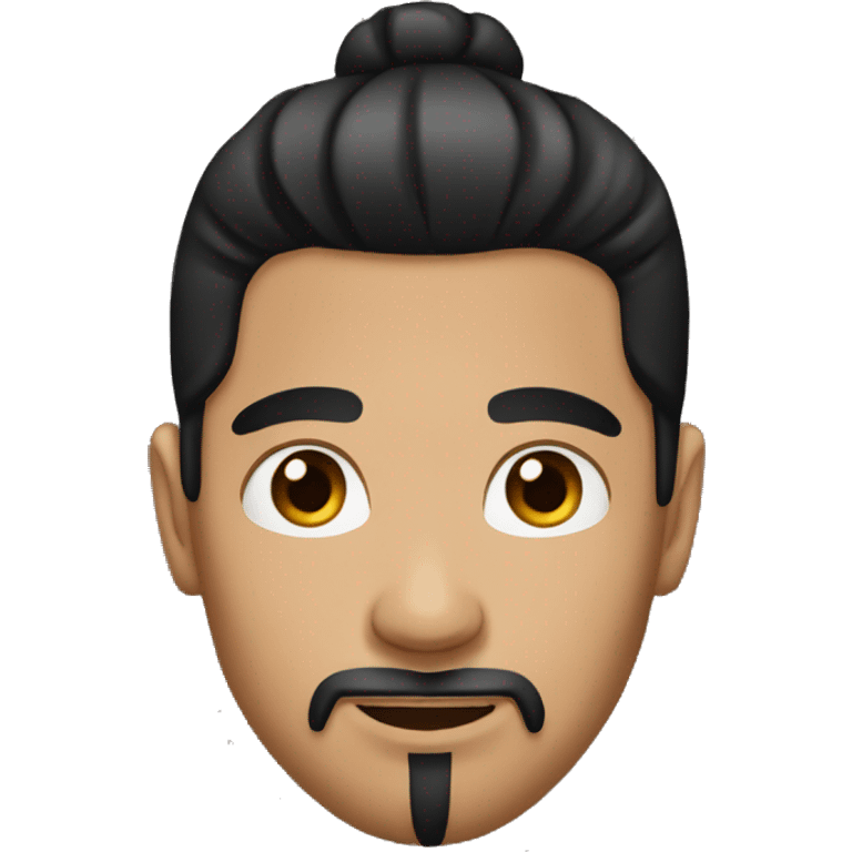 man with black hair man bun and beard and dark eyes emoji