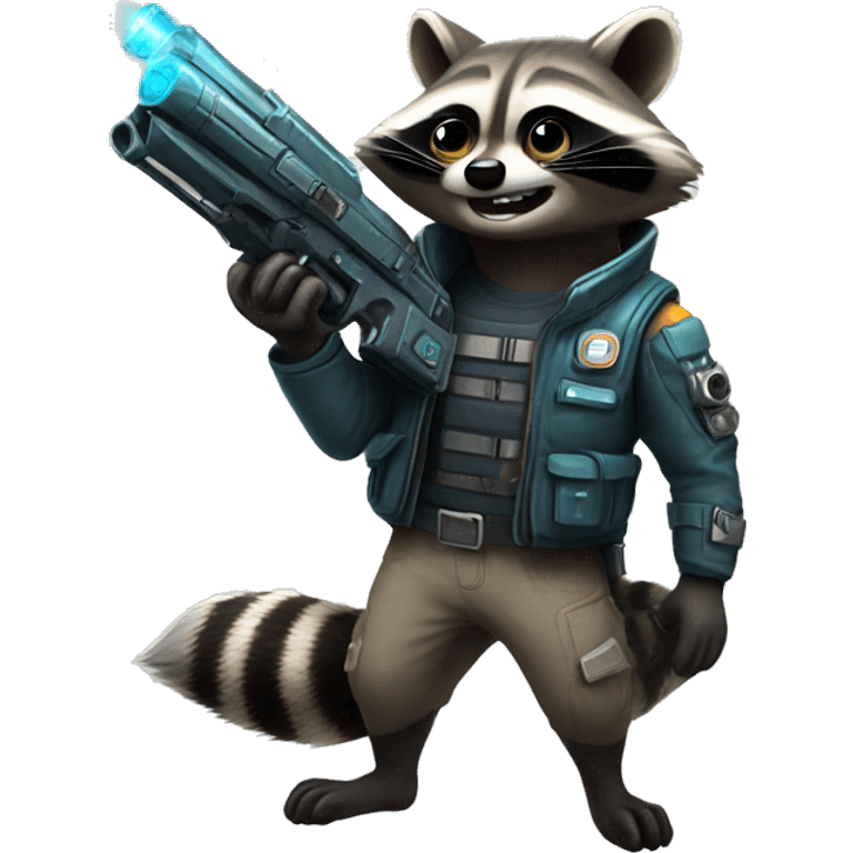 Raccoon with super hyper space gun emoji