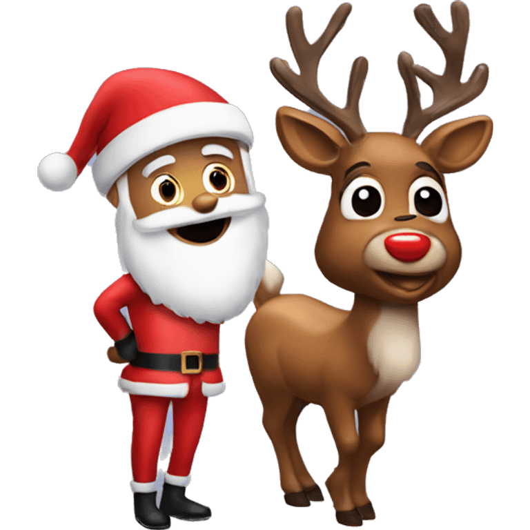 Rudolph with santa clous  emoji