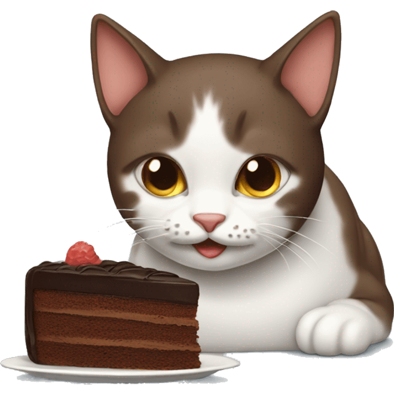 cat eating a chocolate cake  emoji