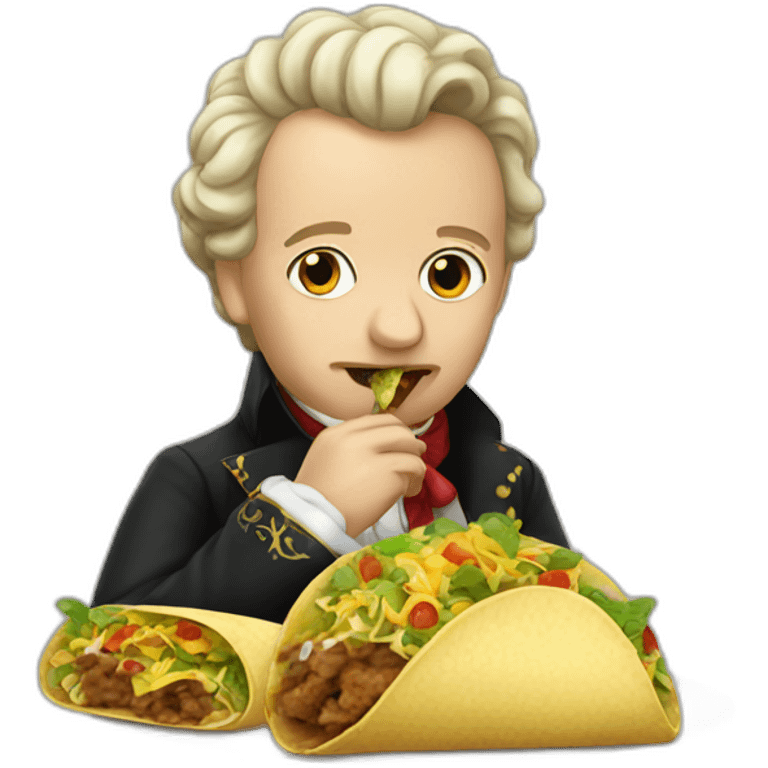 realistic Mozart eating taco emoji