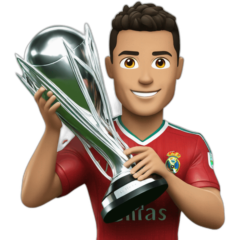 Cristiano ronaldo holding a champions league trophy emoji