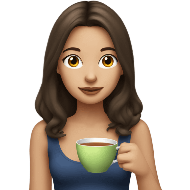 Girl brunette sipping tea emoji