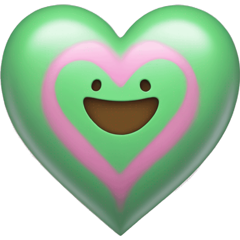 pink and green heart  emoji