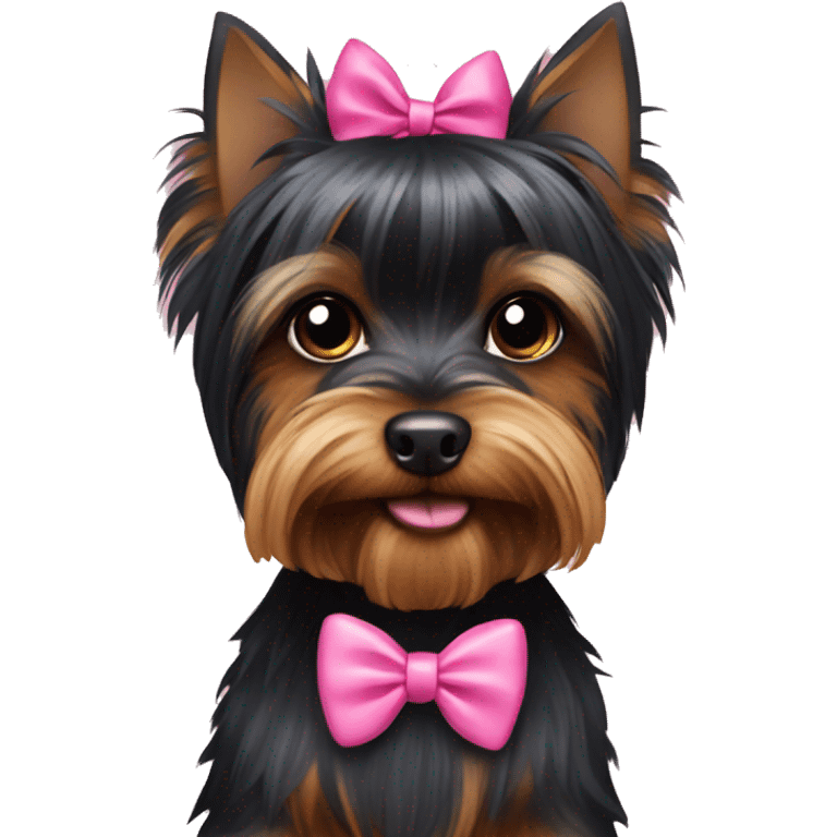 black yorkshire terrier with an pink bow emoji